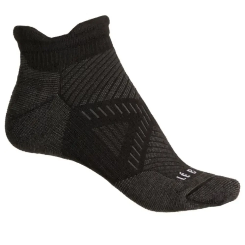 Le Bent Unisex Heather Black Targeted Cushion Micro Tab Below Ankle Run Socks